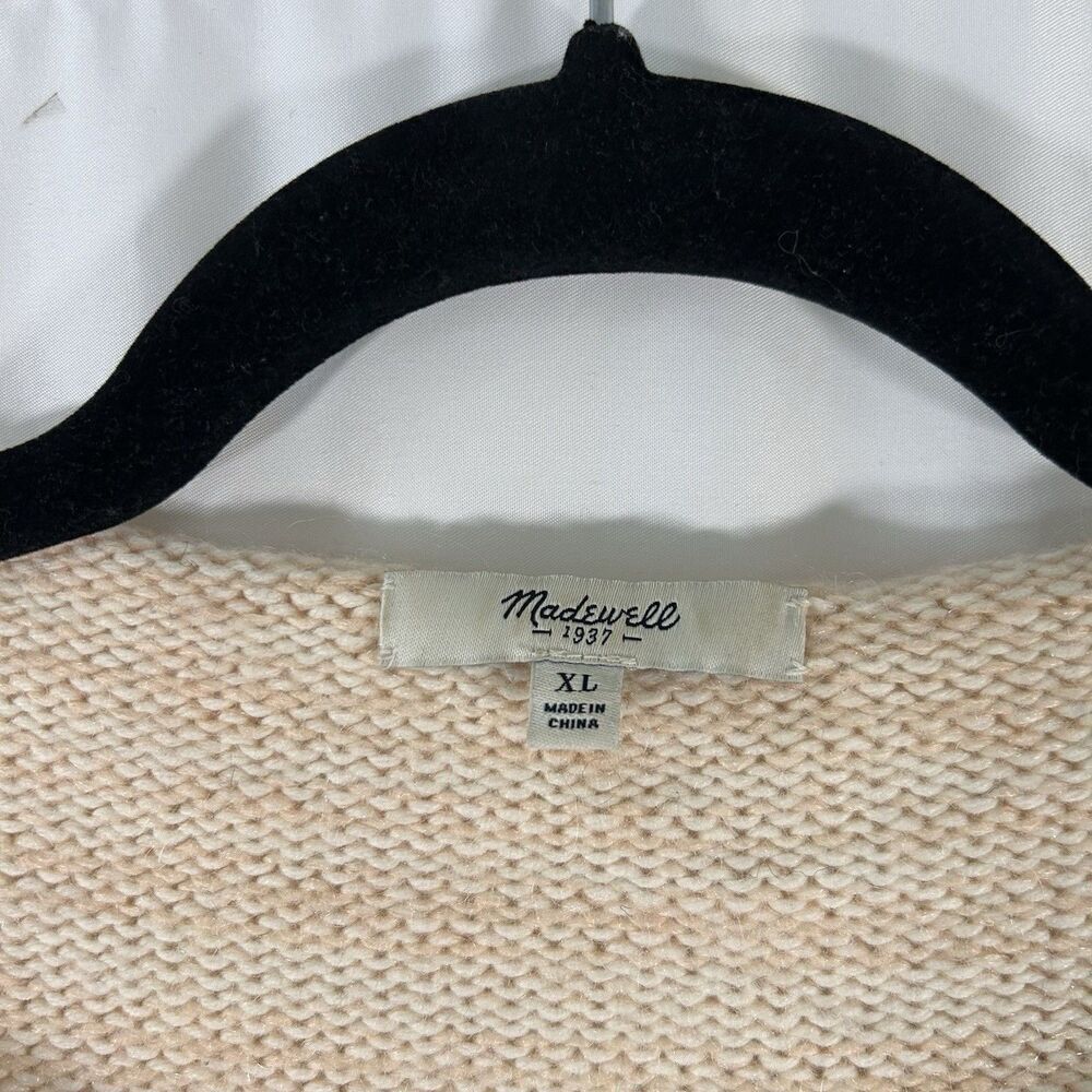 Madewell Wool Blend Sweater Women's XL Beige Knit Mohair Yak Hair Round Neck - Picture 4 of 7